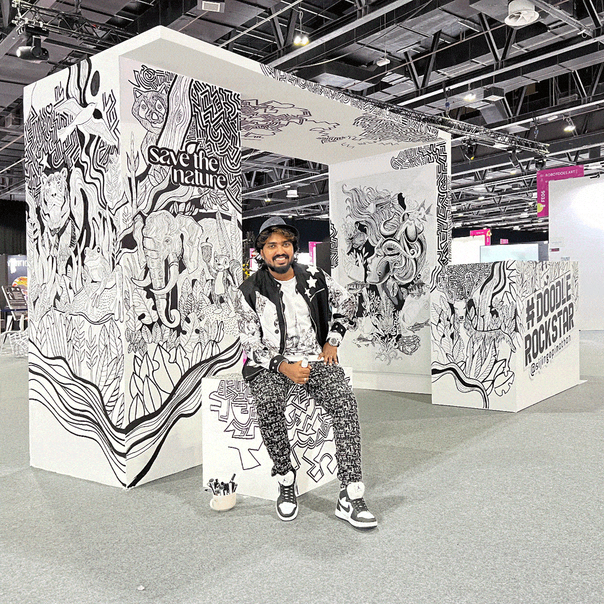 Save The Nature Campaign Live Doodling At World Art Dubai 2022 By