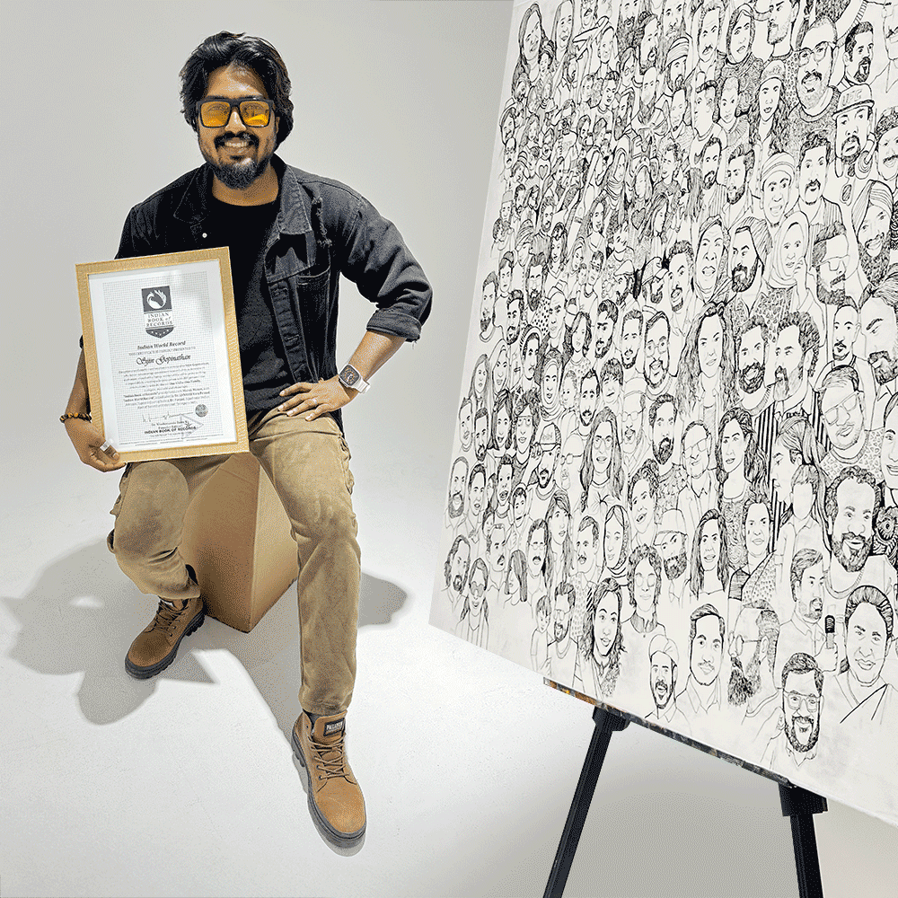 Sijin Gopinathan Sets New Record: 300+ Faces, 35+ Nationalities on One Canvas