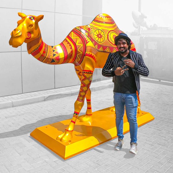 Mural on a life size camel sculpture in UAE